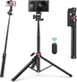 ULANZI MT-78 Extendable Phone Tripod, Metal 72.83" Selfie Stick Camera Tripod Stand with 2 in 1 Phone Clip, 360° Ball Head Camera Tripod with Cold Shoe for iPhone Sony Canon, Lightweight for Travel