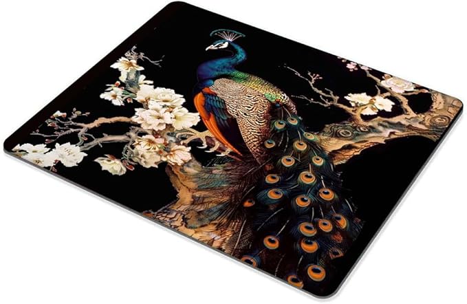 Square Mouse Pad Colorful Peacock on a Tree Branch-1,Gaming Mouse Pads for Desk,Soft Computer Waterproof Non-Slip Mouse Mat