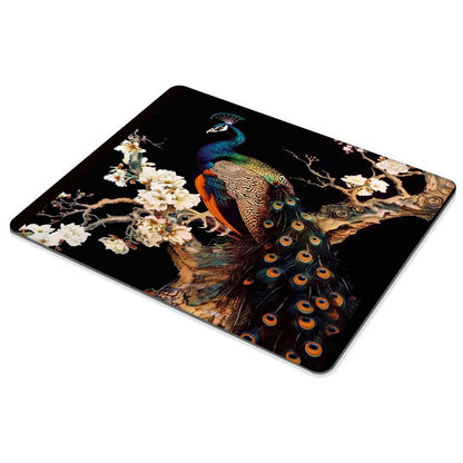 Square Mouse Pad Colorful Peacock on a Tree Branch-1,Gaming Mouse Pads for Desk,Soft Computer Waterproof Non-Slip Mouse Mat