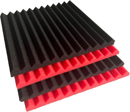 96 Pack Black/RED 12 "X 12 "X1" Acoustic Panels Studio Soundproofing Foam Wedge Tiles,