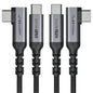 USB C to USB C Cable 100W,[2-Pack 6.6ft Right Angle] USB 3.1 Fast Charging Cord 90 Degree 20V/5A Type C PD Cable Compatible for iPhone 15/15 Plus/15 Pro/15 Pro Max/MacBook Pro 2022