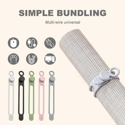 30pcs Data Cable Organizer, 2025 New Silicone Cable Ties Cable Management Organizer, 106mm Reusable Cord Organizer, Colorful Wire Organizers for Cords (30)
