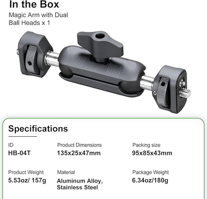 FANAUE Mini Articulating Arm Mount Camera Accessories Compatible with 1/4"-20 to 1/4"-20 Connectors (with Locating Pins) Aluminum-Built Arm Offers Flexibility Connectors