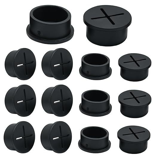 BOPOREAE Desk Grommet, 3/4 in 20 mm Black 15 Pcs Silicone Rubber Grommets
