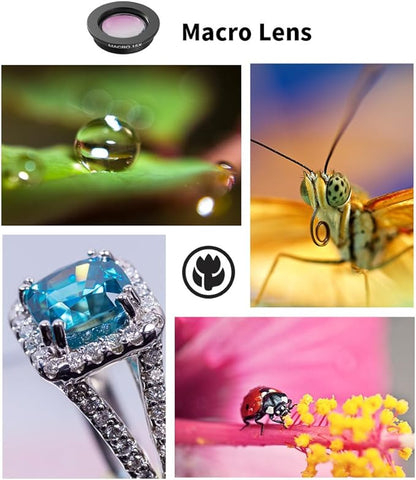 APEXEL 4 in 1 Phone Photography Kit, 18X Telephoto Lens, 198° Fisheye Lens, 15X Macro Lens, 0.63X Wide Angle Lens, Set with Flexible Phone Tripod, for iPhone 13/12/11/XS Max/XR/XS/X Samsung One Plus