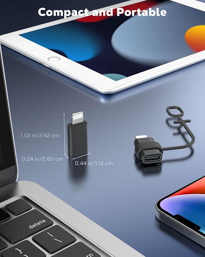 MoKo USB C to Lightning Adapter 4 Pack, Not for Audio/OTG, Lightning Male to USB C Female Adapter for iPhone 14/13/12/11/X Series, iPad/AirPods, Charging & Data Sync, with Anti-Lost Loop, Black
