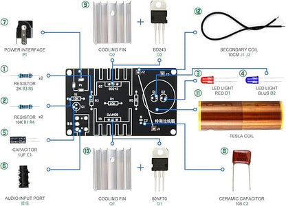Soldering Practice Kit Music Black Tesla Coil (B)