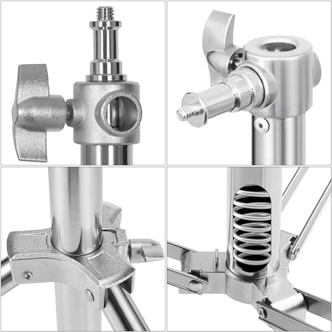 Heavy Duty Light Stand Tripod Stand for Photography, 9.19 Feet/2.8m Stainless Steel Light Tripods for Softbox, Speedlight, Strobe Light, Umbrella - Pack of 2