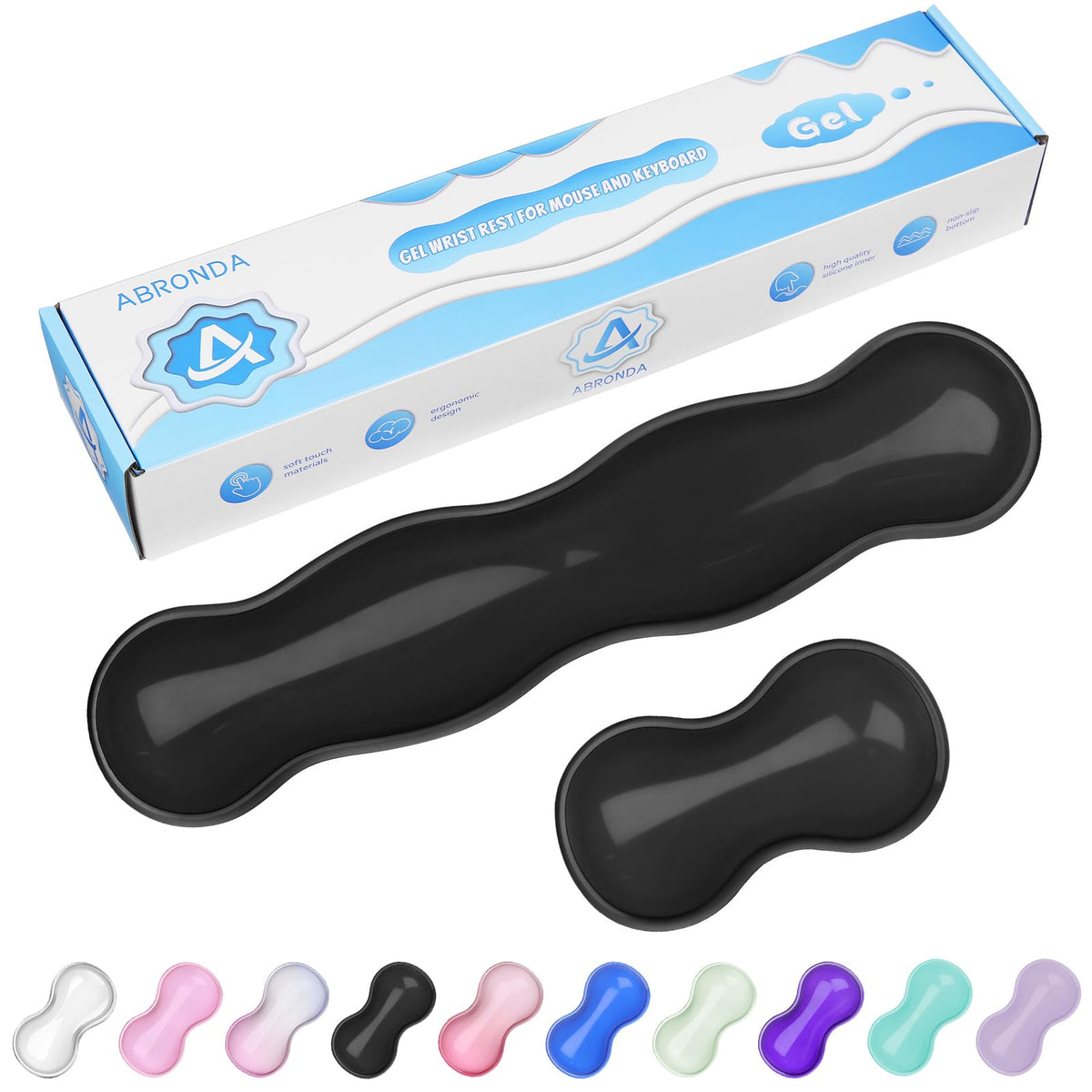 ABRONDA Gel Wrist Rest for Keyboard and Mouse, Wrist Rest for Keyboard, Mouse Wrist Support, Pain Relief, Cool Touch, Non-Skid, Mouse Wrist pad