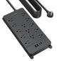TROND Power Strip Surge Protector 10ft Cord, 4000J, 4 USB, ETL Listed,Black