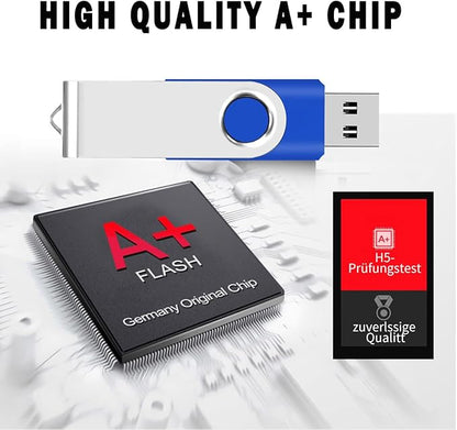 20PCS 4GB Bulk Flash Drives EASTBULL USB 2.0 Metal 4GB Flash Drive Bulk Thumb Drive Pack Swivel USB Drives Pack (Blue 20Pack)