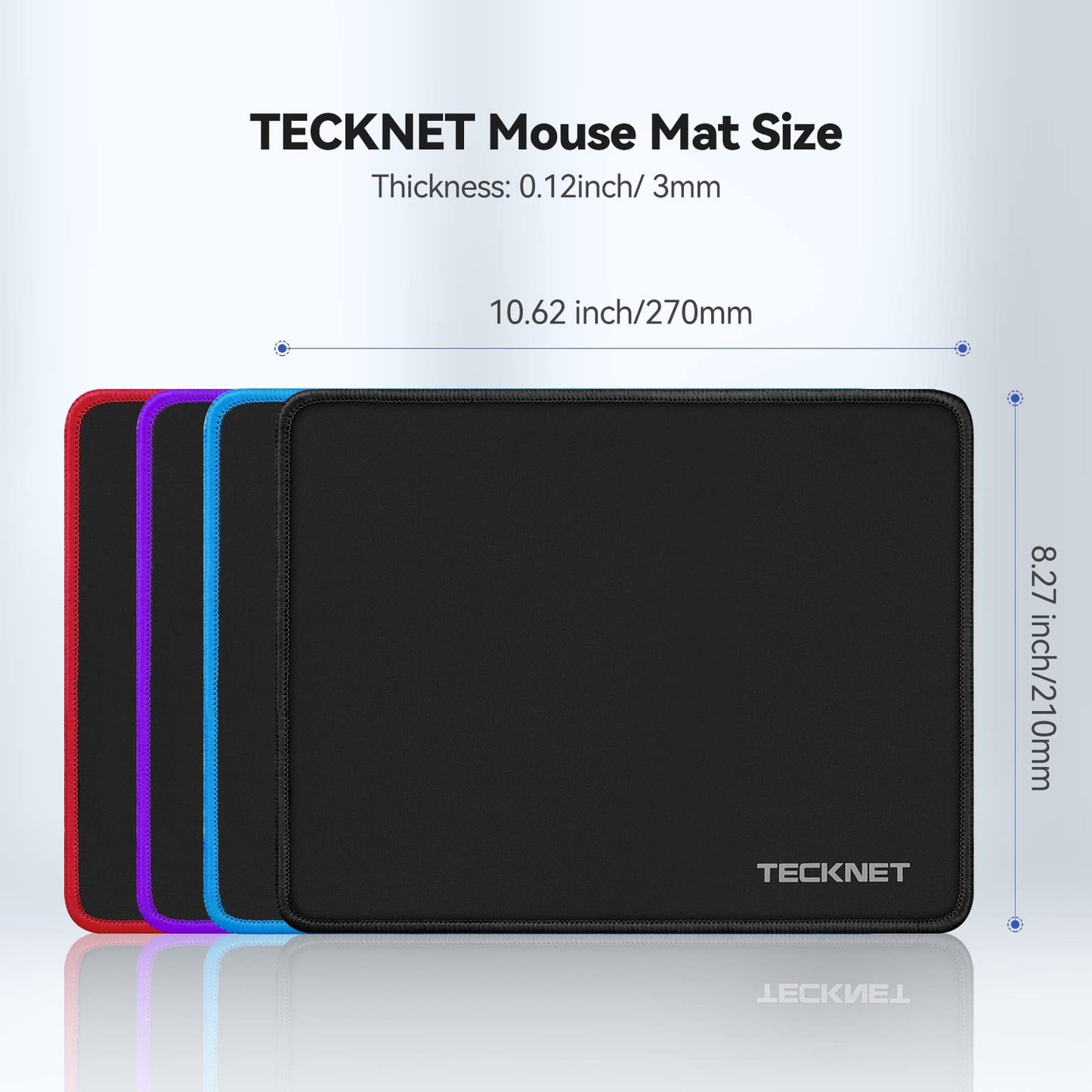 TECKNET Mouse Pad with Durable Anti-fray Stitching, Black Small Mousepad