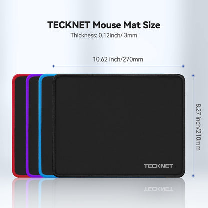 TECKNET Mouse Pad with Durable Anti-fray Stitching, Black Small Mousepad