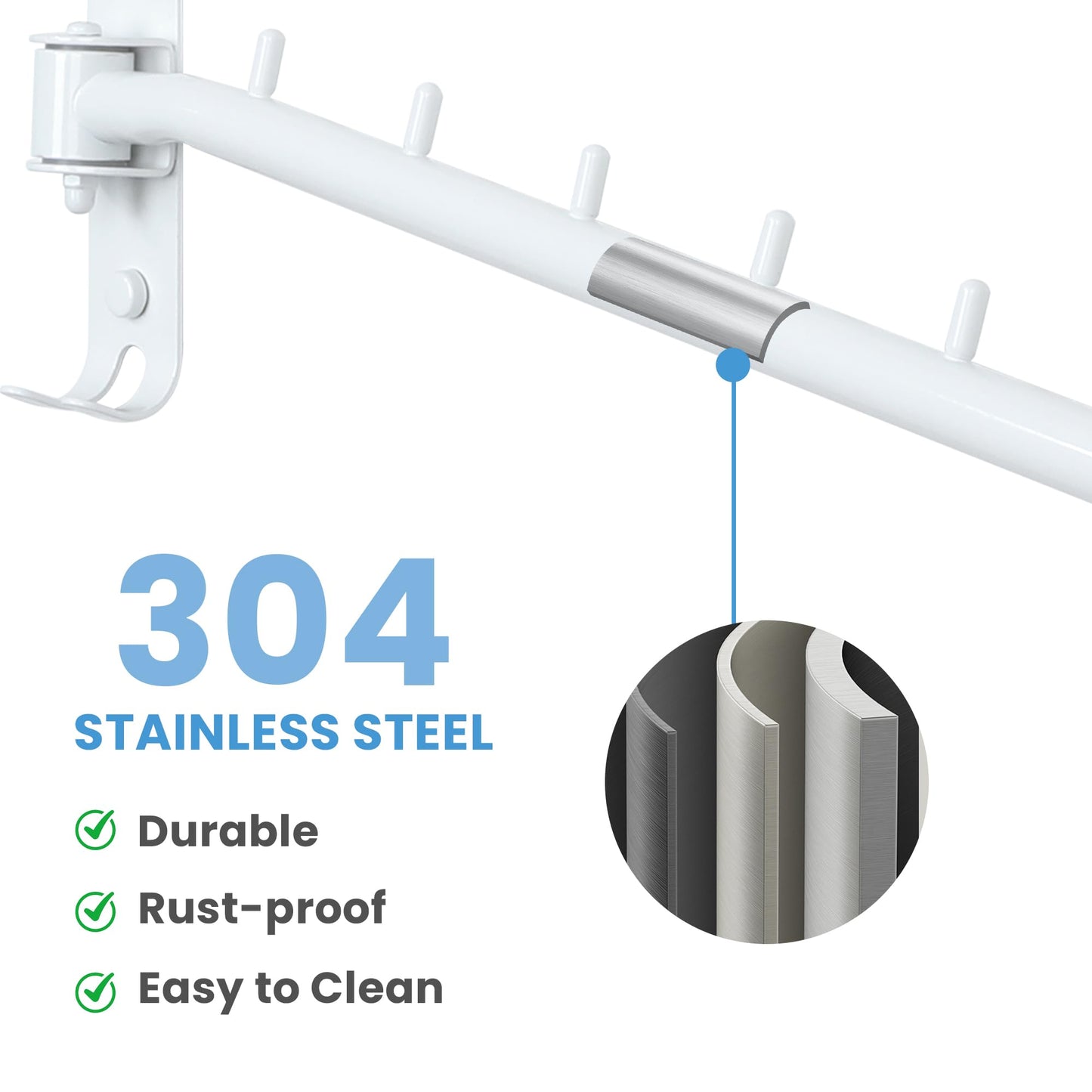 Mooche Swing Clothes Hanger Rack, Garment Racks 11.93" Long, White