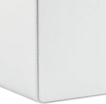 PU Leather Desk Organizer, Luxury Remote Control Holder for Home, Office Desk Accessories Table Caddy Bedside Nightstand Organizer (White)