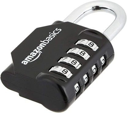 Amazon Basics 4-Digit Combination Lock for Gym and Sports, 2-Pack, Black
