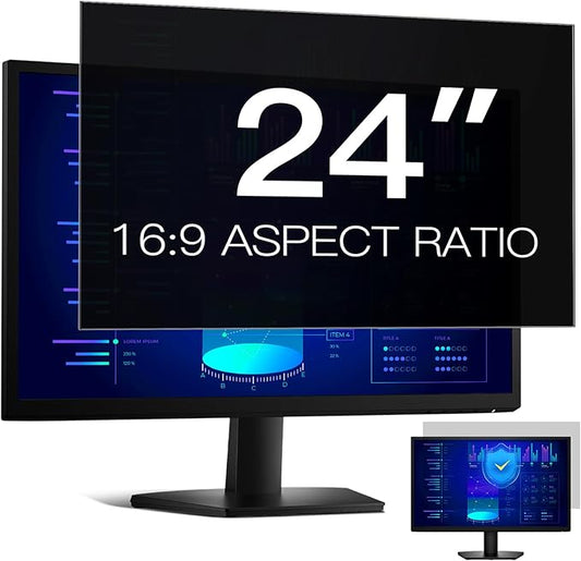 Easges 24 Inch Computer Privacy Screen Filter for 16:9 Aspect Ratio, Anti-Glare, Eye Protection, Anti-Blue Light Computer Monitor Privacy Filter, Removable Anti-Scratch 24in Protector Film