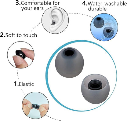 Earbud Tips Soft Anti Slip Washable Reusable Silicone Fit Most In-Ear Earbuds (Inner Hole 3.8mm-5.1mm) 18pcs S M L