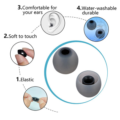 TSZYYM Earbud Tips Ear Bud Tips Soft Anti Slip Washable and Reusable Silicone Replacement Earbud Tips Fit Most in-Ear Earbuds(Inner Hole 3.8mm -5.1mm) 18pcs S M L