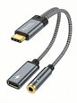 CableCreation USB C to 3.5mm Headphone and Charger Adapter,2 in 1 Charger