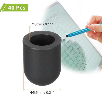 MECCANIXITY 40Pcs Replacement Stylus Pen Tips 5.5mm Conductive Capacitive Touch Screen Pens Tips Silicone Rubber, Black