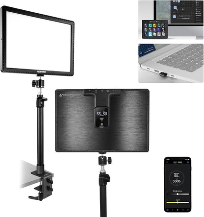 NEEWER 15.5" LED Streaming Key Light, Clamp on Desk Panel Video Lighting for Gaming Recording Zoom Call, CRI97+, 2.4G PC/Mac iOS/Android APP Control, Compatible with Elgato Stream Deck, GL1 PRO Black