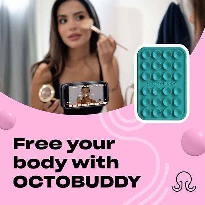 Classic MAX - Silicone Suction Phone Case Adhesive Mount - Hands-Free, Strong Grip Holder for Selfies and Videos - iPhone and Android Compatible - 2.6″ x 3.9″, Turquoise
