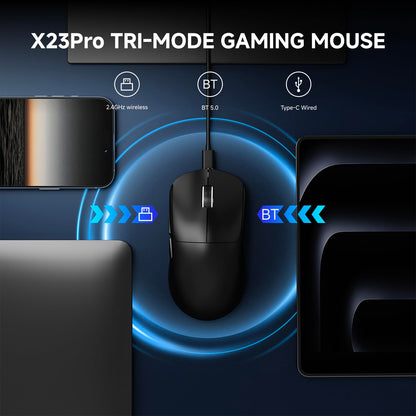 SEUNKWANG EWEAND X23 Pro Gaming Mouse, Tri-Mode 2.4G/USB-C/Bluetooth Wireless Mouse, PAW3311 Sensor, 12,000 DPI, 59g Lightweight, 1ms Ultra-Low Delay, Gaming & Computer Mouse for Laptop/PC/Mac-Black