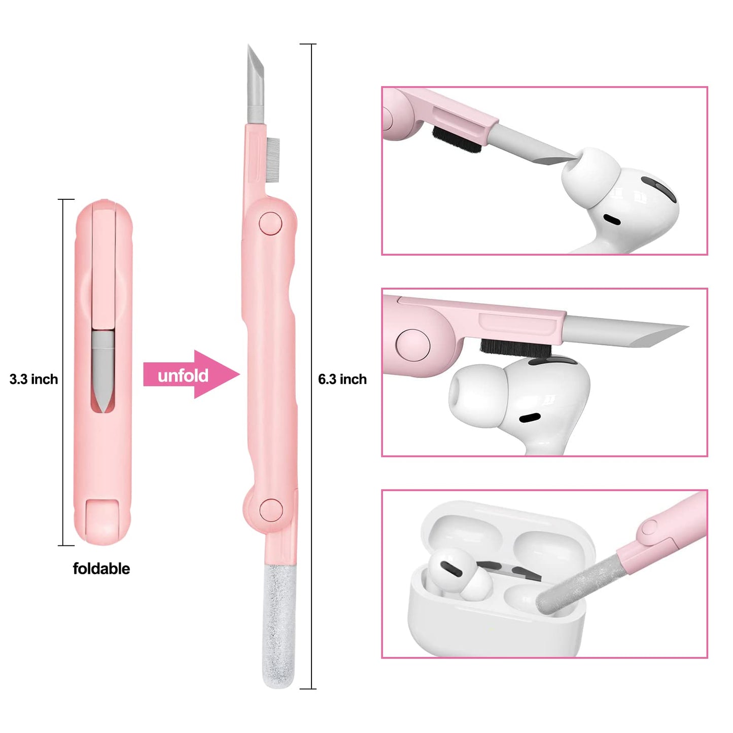7-in-1 Electronic Cleaner Kit,Keyboard Cleaner,Laptop Cleaner Kit for Monitor, Cell Phone, Headset, Lego, Laptop Camera Lens (Pink)