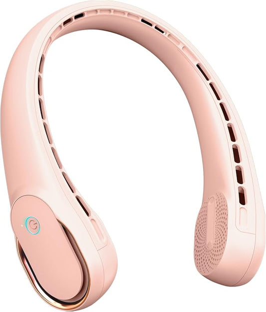 FrSara Neck Fan, Portable Personal Fan Strong Wind, 5200mAh, Air Volume,360° Cooling, No Hair Twisting, Air Volume On 2 Sides, Non-Slip, Quick Charge, Long Use Time, Gift for Women, Men, Birthday