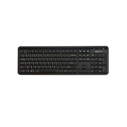 Amazon Basics 2.4GHz Wireless Keyboard and Mouse Combo Set, Quiet and Compact US Layout, Plug and Play, Unifying USB Receiver, Black