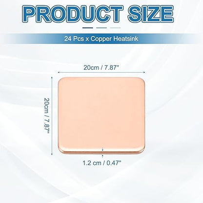 PATIKIL Copper Heatsink Pad Shims, 24 Pcs 20x20x1.2mm Copper Pad Shim IC Chipset GPU CPU Thermal Heatsink for Cooling Laptop Desktop Computer