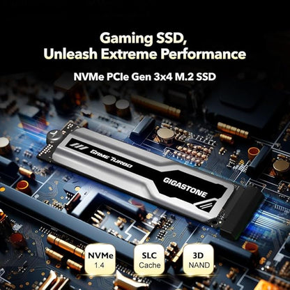 Gigastone M.2 SSD 500GB PCIe 3.0 NVMe SSD 3,000MB/s Internal Gaming Solid State Hard Drive Turbo Speed Heatsink Cooling Heat Dissipation PC Laptop Storage for Gamers Video Editing Creators