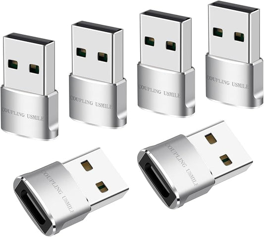 COUPLING USMILE USB to USB C Adapter 4 Packs for iPhone Fast Charging, Transfer and Type C OTG Convert. USBC to A Compatible with iPhone 17/16/15 Plus Pro Max,iPad Pro Air 7/6/5 Almost USB Devices