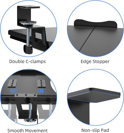 suptek Small Keyboard Tray Under Desk Pull Out with C Clamp Mount, Computer Keyboard & Mouse Tray, 20 (24.2 Including Clamps) x 11.8 inch Slide-Out Platform Computer Drawer for Typing, Black, DSF1S