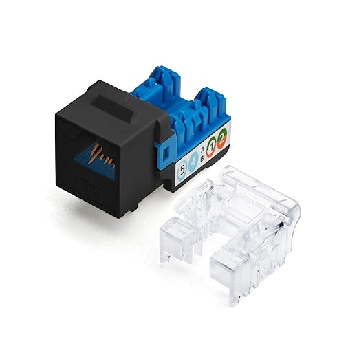 TRUE CABLE Cat6 Keystone Jack, Unshielded (UTP), 90 Degree Punch-Down, PoE++ (4PPoE) 100W, UL Listed, ETL Verified, ANSI/TIA Certified, Modular RJ45 Female, Black, 12 Pack