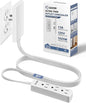 Saker Outlet Concealer Power Strip, 8ft Ultra-Thin Extension Cord with 3 Outlets,1625W, Low-Profile Flat Plug, Wall-Hugging Design for Home, Office, and TV Setup (8ft)
