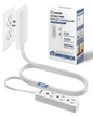 Saker Dual 10ft Flat Extension Cord Outlet Cover, 3 Outlets, White