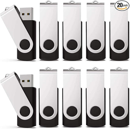 KEXIN 64GB Flash Drive 20 Pack Flash Drive Bulk USB Thumb Drive 64 GB USB Drive USB 2.0 Flash Drive with Led Indicator, Black