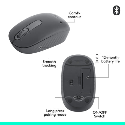 Logitech M196 Compact Ambidextrous Bluetooth Wireless Mouse - Graphite