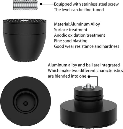 Audiocrast 4X HiFi Speaker Spikes Stand Feet Pads 30x33mm Isolation Feet, Aluminum Speaker Shock Absorber for Subwoofer Amp Turntables DAC