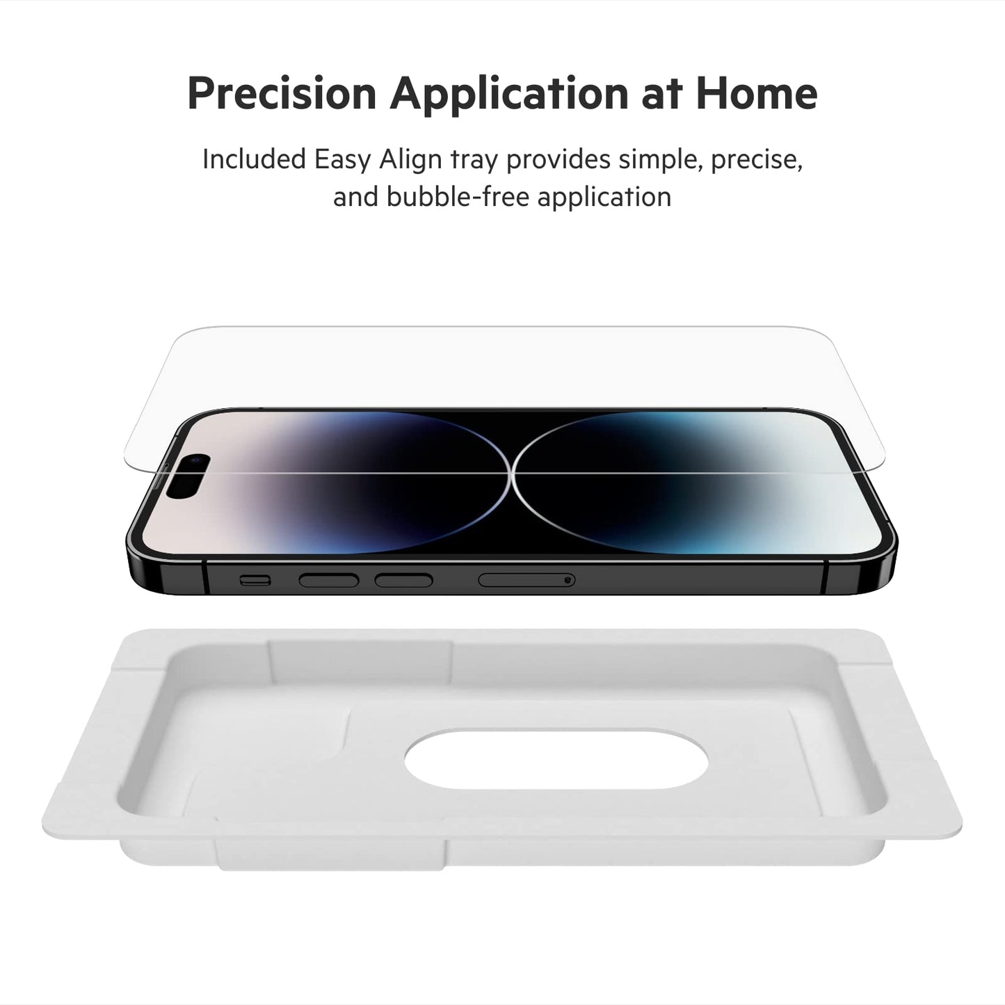 Belkin TemperedGlass iPhone 14 Pro Screen Protector - iPhone 14 Pro Accessories - Easy Application With Installation Guide Tray - Tempered Glass Antimicrobial Screen Protector - 9H Hardness Tested