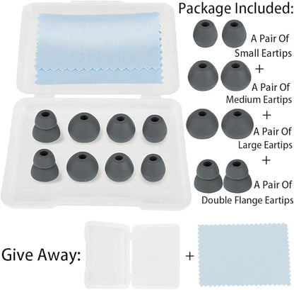 Earbud Tips Earbud Replacement Tips Replacement Earbud Tips Earbud Covers Replacement Ear Pads Earbud Rubber Tips Ear Tips for Powerbeats Pro Beats Wireless Earphone Headphones 4 Pairs (Dark Gray)