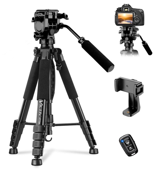 VICTIV 74” Camera Tripod, Tripod for Camera and Phone with Phone Holder