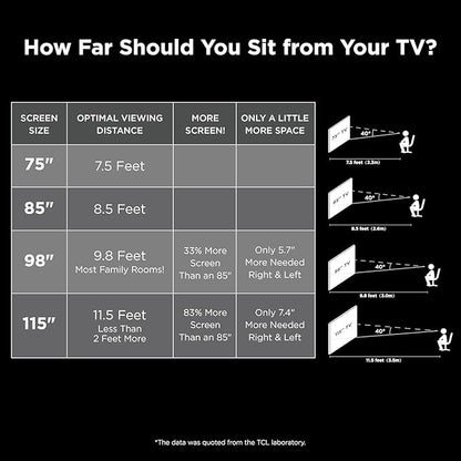 TCL 98-Inch Q65 QLED 4K UHD Smart TV with Google TV (98Q651G, 2024 Model) Dolby Vision, Dolby Atmos, HDR Pro+, Game Accelerator Enhanced Gaming, Voice Remote, Works with Alexa, Streaming Television