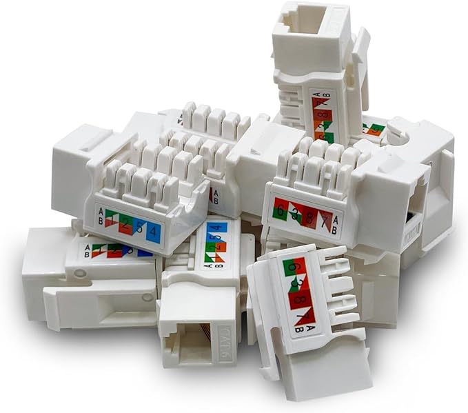 (10-Pack) [UL Listed] - Ethernet Wall Jack - Keystone Jack - Cat5/5e/6 Compatible - Cat6 Network Coupler