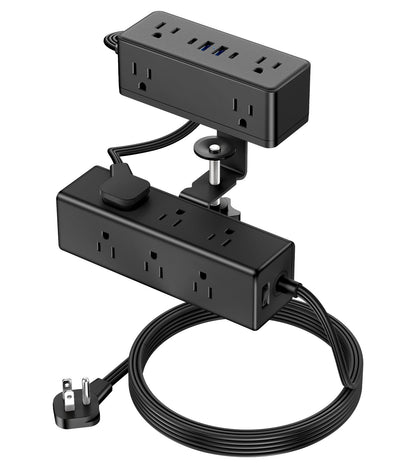 VILONG Dual Layer Desk Clamp Power Strip, 13 Outlets, 20W USB-C, 10FT Cord