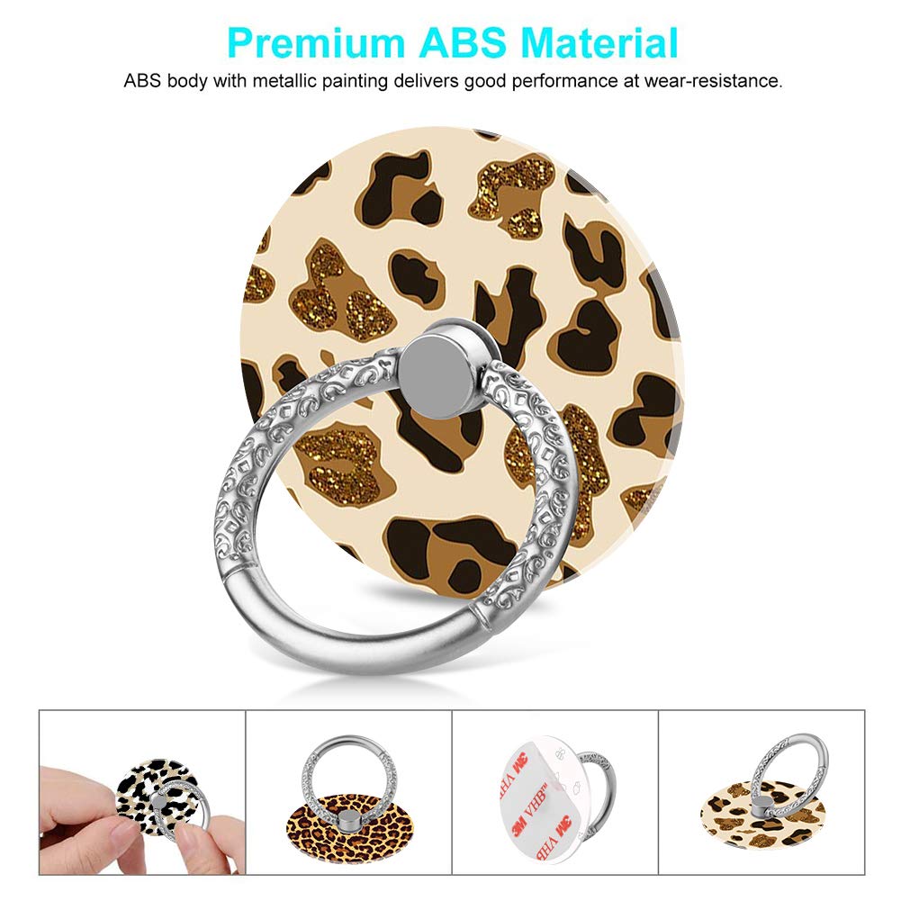 Bonoma Phone Ring Holder, 3 Pack Leopard Pattern Universal Finger Ring Stand Grip Kickstand Compatible with Smartphones and Tablets-Leopards