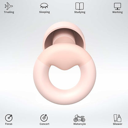 Soft Silicone Earplugs for Sleeping & Noise Reduction - 7 Pairs Ear Tips & One Connection Cord - Reusable Earplugs for Concert, Work & Sound Reduction 25dB-30db