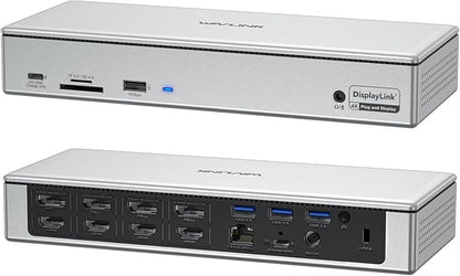 WAVLINK DisplayLink Laptop Docking Station - Quad Monitor 5K/4K @60Hz, 100W Charging - Thunderbolt 4/3, USB-C/A - M1 M2 Mac/Windows/Chrome/Ubuntu - 4 HDMI, 4 DP, 180W Power, SD 4.0 CR, 2.5Gbps LAN